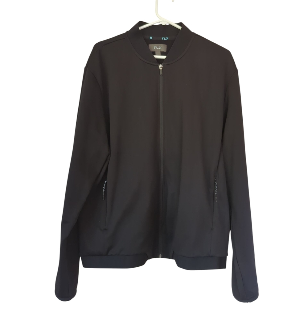 FLX  Stand Up Collar Full-Zip Performance Jacket XL Black Soft Inside Zip Pocket - Picture 2 of 16